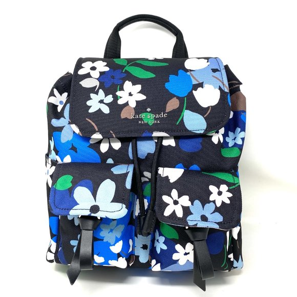 Kate Spade Flat Backpack Carley Bloom Multi Blue W - Picture 2 of 11